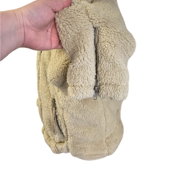 FREE PEOPLE WE THE FREE So Cozy Slouchy Moto Teddy Jacket Beige - Picture 12 of 16